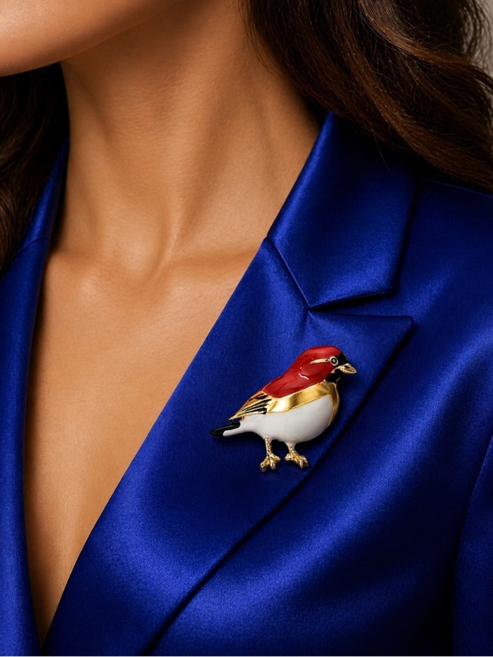 Vintage Red Bird Gold Brooch - Picture 8 of 8